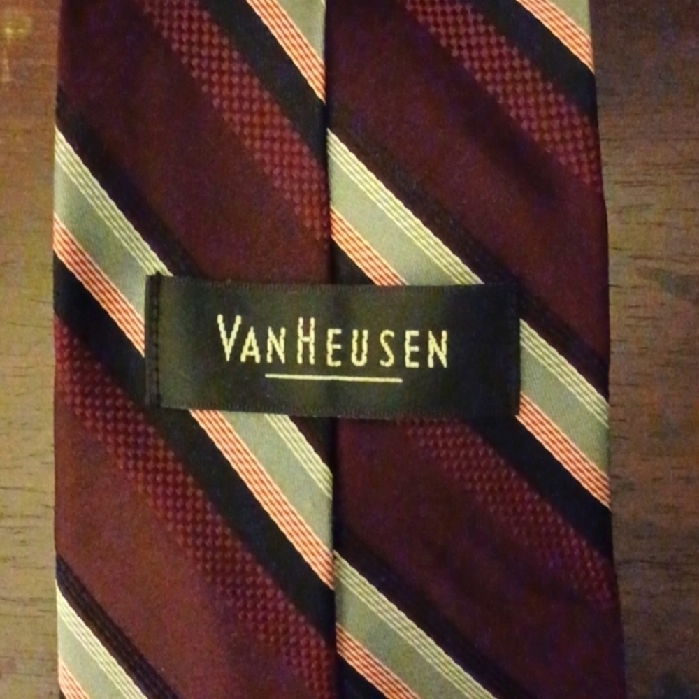 VAN HUESEN Striped Silk Necktie - Picture 2 of 4